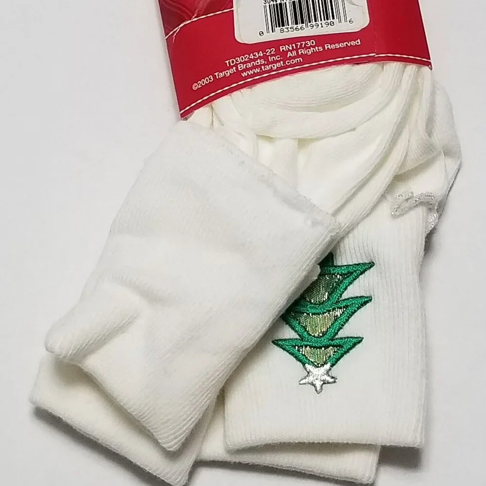 2 Pack Target Brand Girl's Fits Shoe Size 2-10 Socks Christmas Tree & White NWT